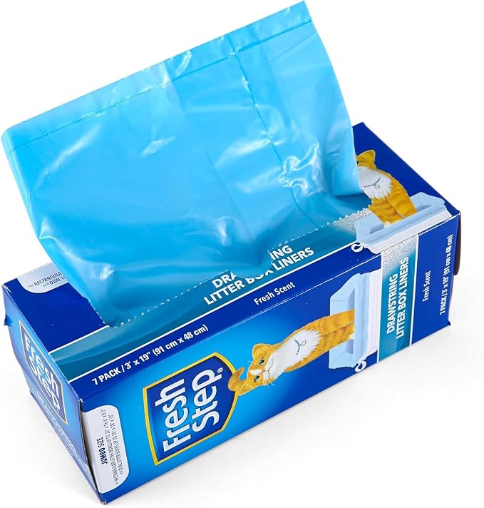 Fresh Step Jumbo Drawstring Cat Litter Box Liners Scented Heavy Duty Kitty Litter Bags X-Large Oval or Rectangle Pans Easy Lift Out Cleanup 36 x 19 IN 7 Count 36 Pack Scented Bulk Multi-Pack