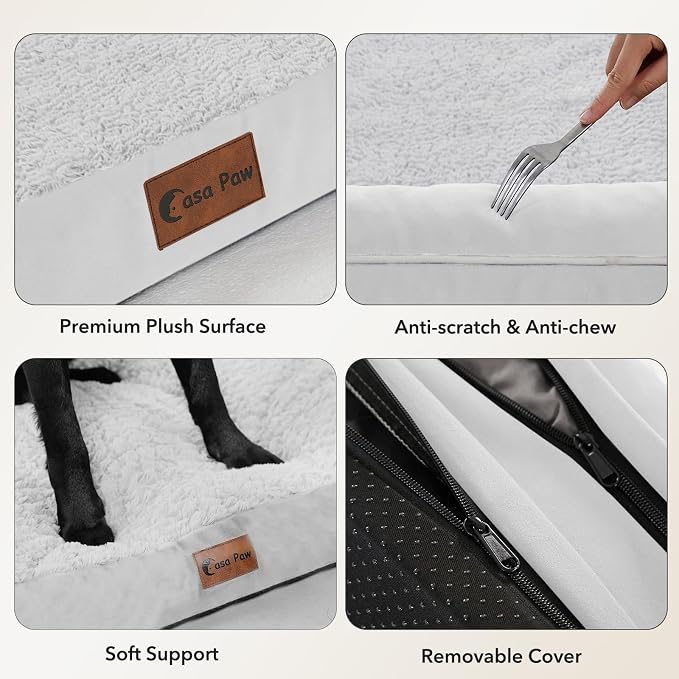 Orthopedic Dog Beds for Medium Sized Dogs, Waterproof Egg Crate Foam Medium Dog Couch Beds for Crate 35x22Inch, Washable Pet Beds with Removable Cover and Nonskid Bottom, Grey White