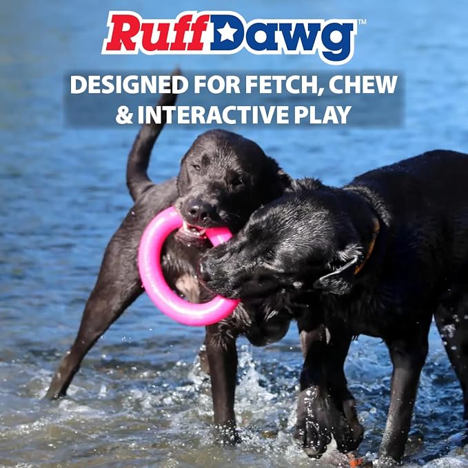 Ruff Dawg Indestructible Dawg-Ring XL 8” Orange – Heavy-Duty Solid Rubber Tug & Fetch Toy for Dogs 40 lbs & Up – Floats & Bounces – Made in USA