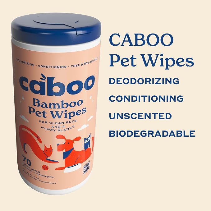 Caboo Flushable Wipes 3 Pack + Pet Wipes 2 Pack Bundle - Natural Bamboo Based Paper Products - Sustainable Alternative to Plastics and Papers for Home, Travel, and Personal Care