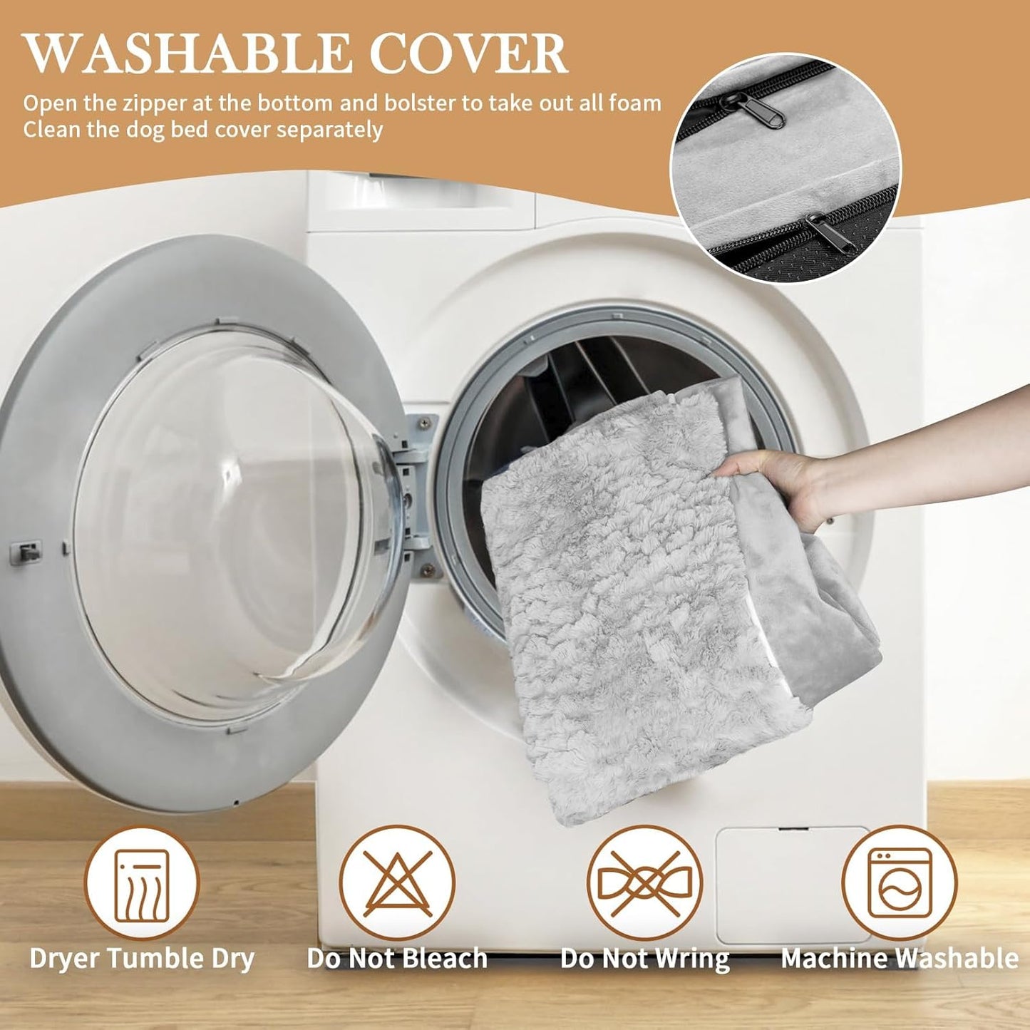 Comfort Expression Small Dog Beds Waterproof Orthopedic Foam Dog Sofa Beds for Small Dogs Comfy Pet Bed with Washable Removable Cover & Non-Slip Bottom(X-Small,Grey White)