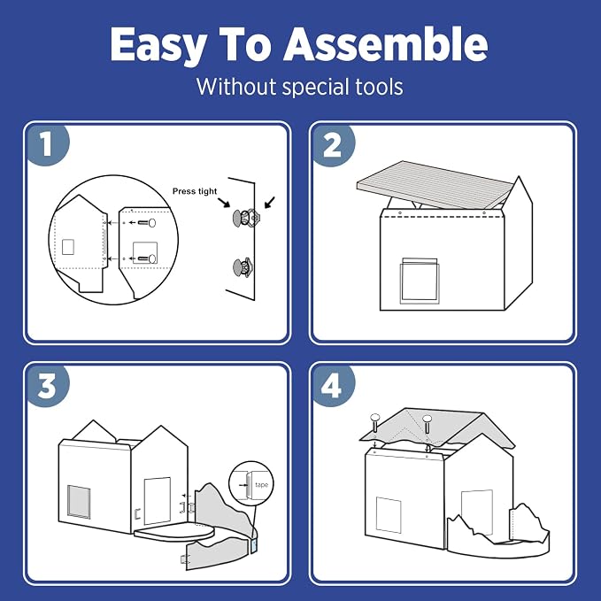 SMILE PAWS Cat Beds for Indoor Cats, Cardboard Cat House with Scratchers, Onsen Hotel, Large Sturdy Cat Furniture Condo Cave Tent, Easy to Assemble Pet Toys Accessories Stuffs, Bunny Small Animals
