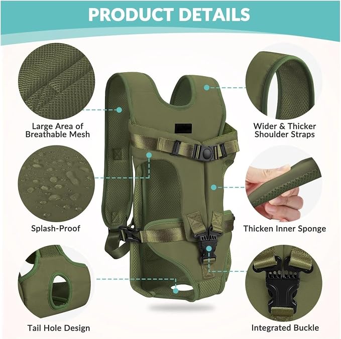 Pet Backpack for Cat Thickened Sponge Front Dog Backpacks Portable Puppy Transportation Bags(Hotsale Black,XL)