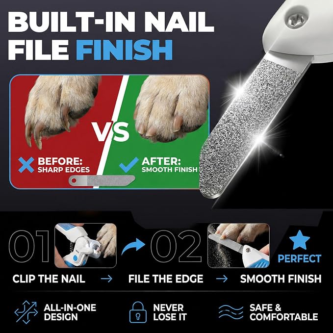 Dog Nail Clippers with Light, Cat Nail Clipper with Safety Guard Reveals Quick, Stainless Steel Blades Nail Clippers for Daily Pet Grooming Tool, Pet Nail Trimmer Ideal for Small, Medium & Large Pets