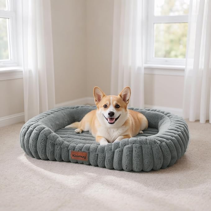 Orthopedic Dog Bed, Memory Foam Bolster Bed for Large Dogs | 30L x 24W x 5H, Bolster Sides Design, Washable Cover, Orthopedic Support Structure, Non-Slip Bottom, Medium Dog Bed, Grey