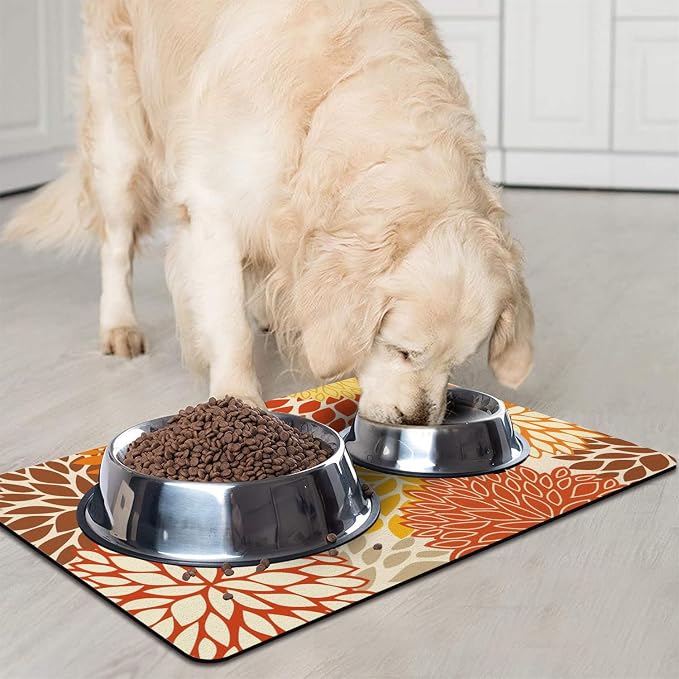 Dog Food Mats 2 Pack for Floors, Absorbent and Quick-Drying Pet Cat Food Mat,Anti-Fouling and Easy-to-Clean Pet Feeding Mat,Dog Bowl Mat for Messy Drinking Water Bowls 12"x 20"+18x24