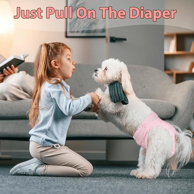 Ambreview Disposable Dog Diapers Female, Just Pull It Up, Doggie Diapers for Female Dogs, Strong Absorbency | Leak Proof, for Dogs in Heat | Elderly | Disabled, M 10 PCS