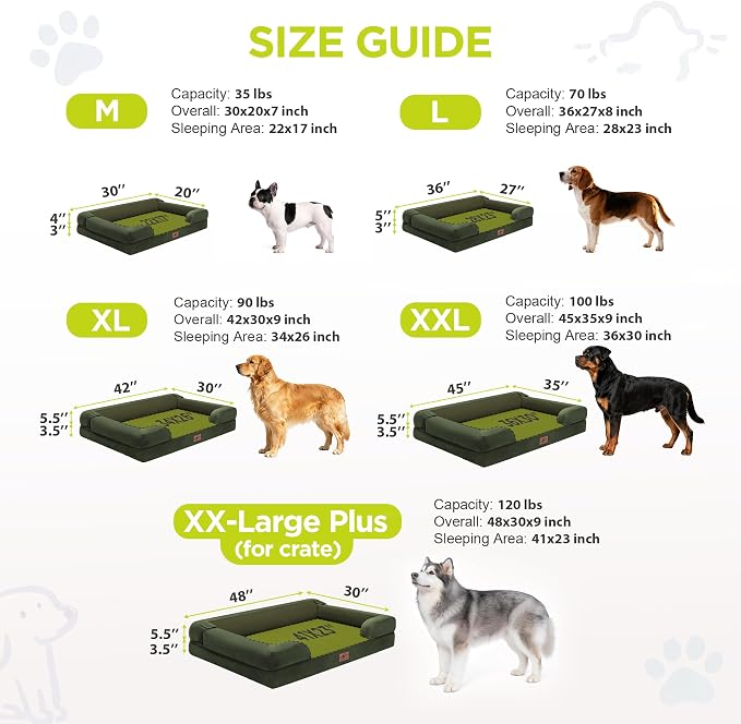 Orthopedic Dog Bed for Medium Large Size Dogs, Memory Foam Pet Couch Sofa with Washable Removable Bolster Cover, 30 x 20