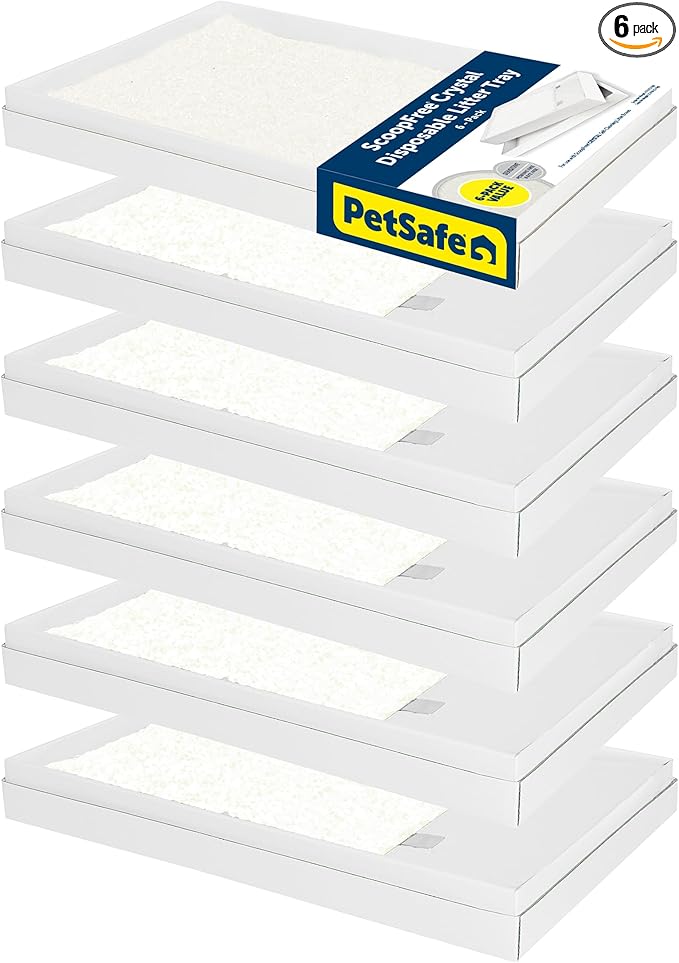 PetSafe ScoopFree Self-Cleaning Cat Litter Box Tray Refills with Sensitive Non-Clumping Crystals, 6-Pack