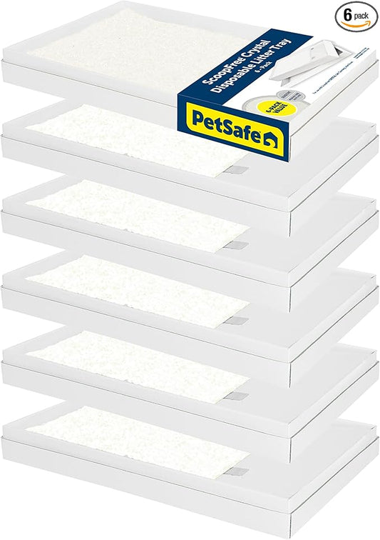 PetSafe ScoopFree Self-Cleaning Cat Litter Box Tray Refills with Sensitive Non-Clumping Crystals, 6-Pack