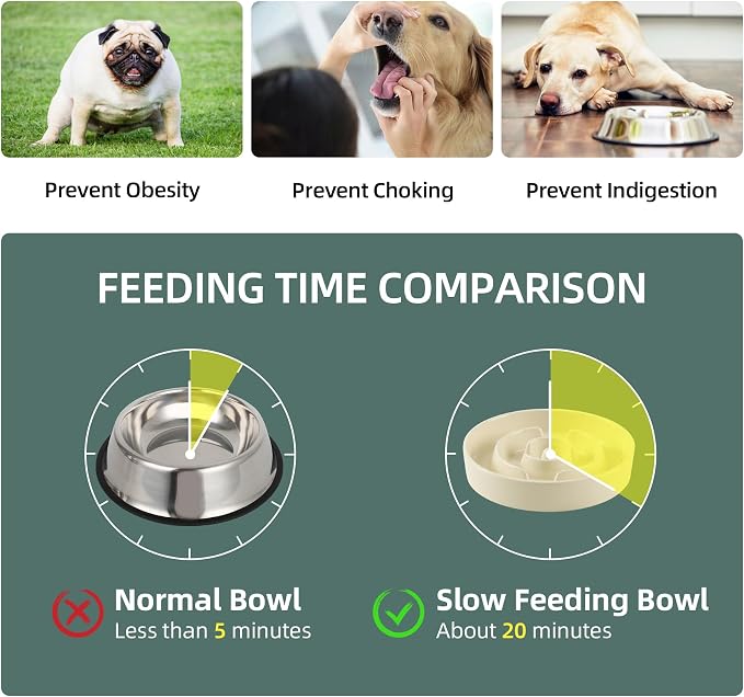 Havniva 9.5” Raised Slow Feeder Dog Bowls Set, 3.2 Cups Ceramic Slow Feeder Dog Bowl and 8.2” Dog Water Bowl with Elevated Wooden Stand Puzzle Dog Food Bowl for Large Dogs Anti-Gulping & Anti-Choking
