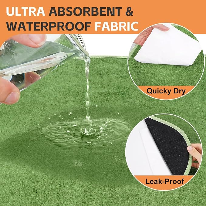 Washable Pee Pads for Dogs, Extra Large Reusable Dog Pee Pad, Waterproof Pet Mat, Dog Playpen Mats for Puppy Training Whelping Playpen Pads, Green, 48x36 inch