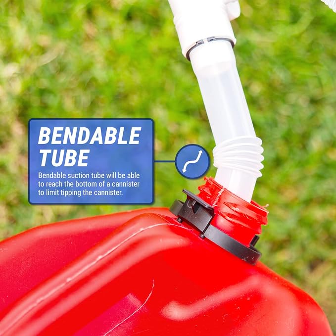 TERA PUMP Durable Manual Fuel Transfer Pump Siphon, Hand Siphon Pump for Gasoline, Diesel, Light Oils, Kerosene, Non-Potable Water, Transfer 3.2 GPM, Flexible Suction Tube, Portable & Easy to Use