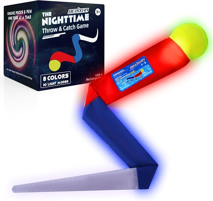 LED Glow Ball for Kids Tail Toys for Outdoor Games | Rechargeable Light Up Foam Ball Toys for Catch & Backyard Night Play - Fun Birthday Gifts for Boys Girls Ages 3 4 5 6 7 8