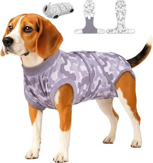 PetWarm Dog Surgery Suit, Surgical Suit for Dogs Female Spay Male Neutered, After Surgery Dog Onesie, Cone E-Collar Alternative, Camouflage Pattern, Gray, L