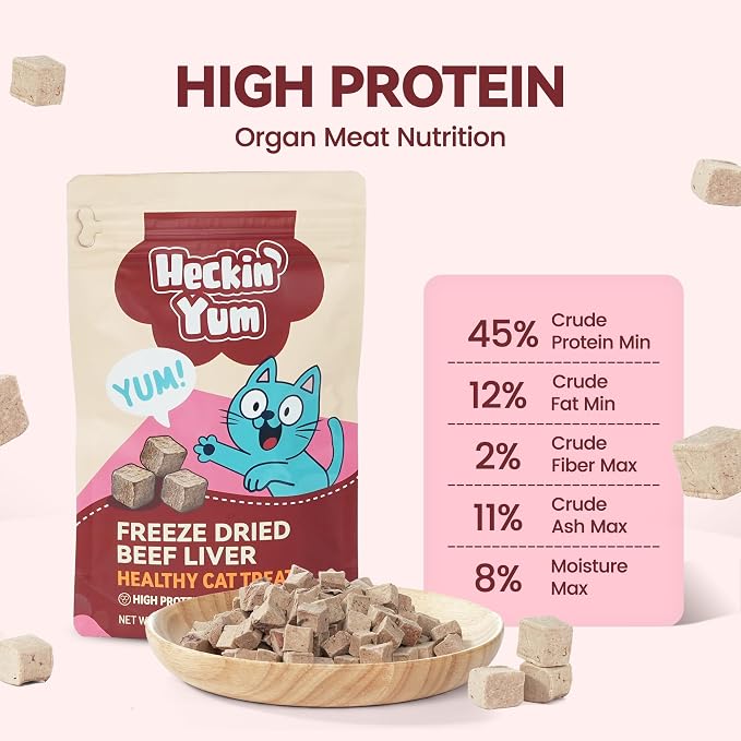Freeze Dried Beef Liver Cat & Dog Treats, 100% Single Ingredient High Protein Bites, Grain-Free Training Rewards & Food Topper, 2 oz