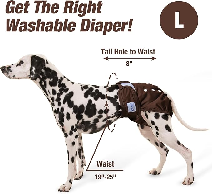 Pet Soft Washable Female Diapers (3 Pack) Female Dog Diapers, Comfort Reusable Doggy Diapers for Girl Dog in Period Heat (Deep Set, L)