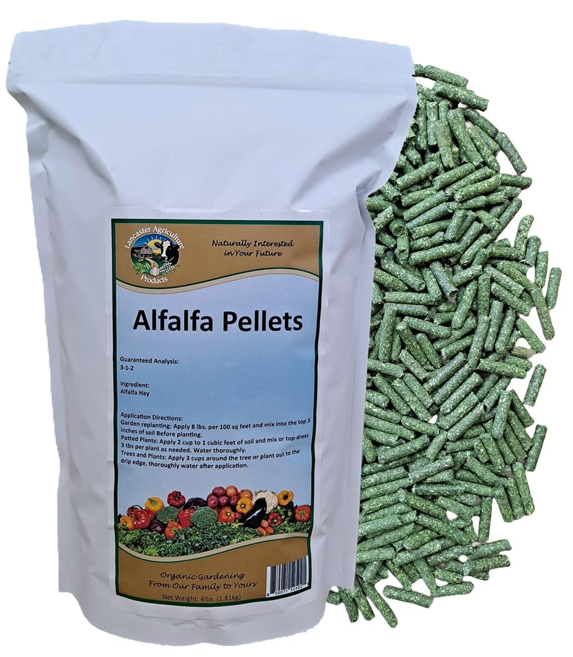 Alfalfa Meal Pellets 4 Pounds Organic Fertilizer for Flowers, Vegetables & Trees - Ideal Rabbit Food, Hamster Food, Timothy Hay Alternative - Lancaster Agriculture Products