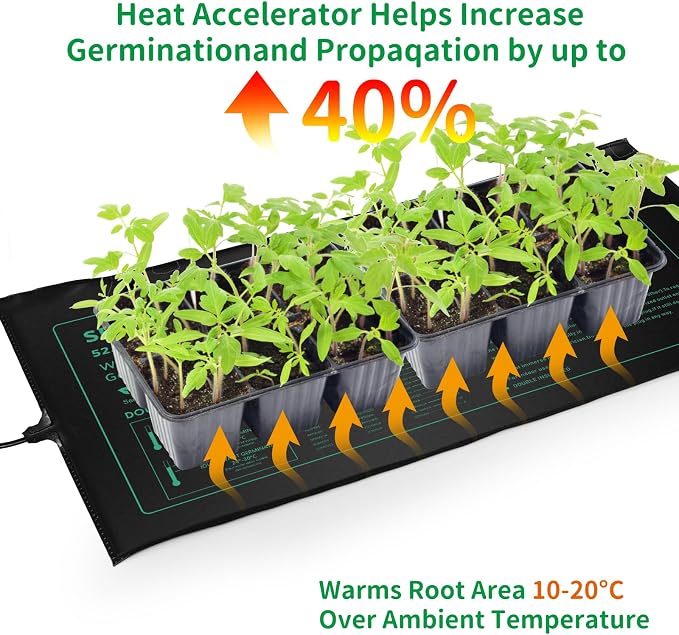 Seedling Heat Mat for Seed Starting,10" x 20.75" Waterproof Heating Pad for Indoor Plants Germination, Gardening, Hydroponic, Greenhouse