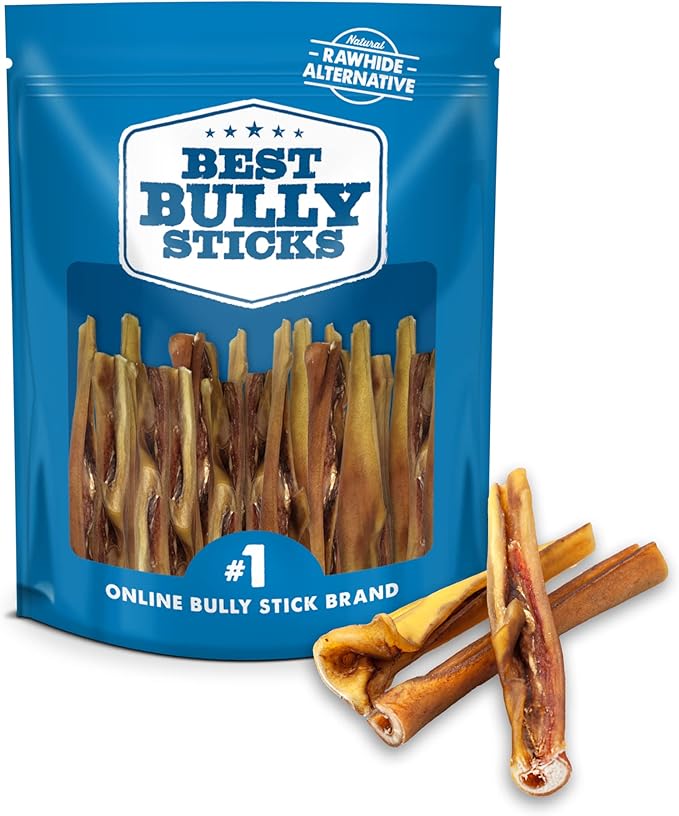Best Bully Sticks Cheeky Beef Treats - 6 Inch 20 Count (Pack of 1) - Single Ingredient, 100% Grass-Fed, USA Packed, Long-Lasting, Odor Free Alternative to Bully Sticks