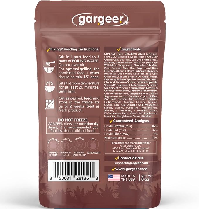 Gargeer Bugs and Insects Food. Complete Gel Diet for Roaches, Crickets, Worms, Dubia, Fly, etc. Made in The USA, Using Premium Nutritional Ingredients. 8oz Powder Turns into 2 Pound of Ready Food.…