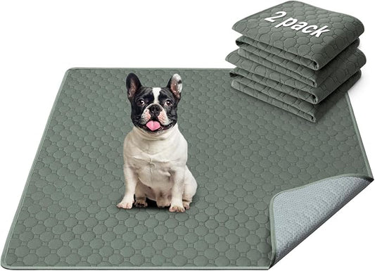 H.VERSAILTEX Premium Washable Pee Pads for Dogs 2 Pack Super Absorbent 100% Waterproof Reusable Non-Slip Quilted Puppy Training Pads for Crate Playpen Whelping & Potty Training(36"x36", Sage)