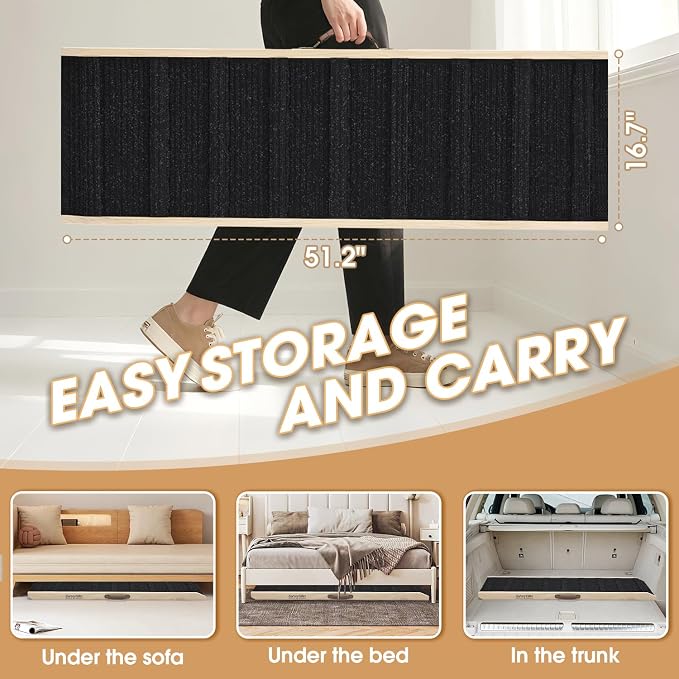 Dog Ramp for High Bed - 51.2" Long Foldable Pet Ramp for Small Large Dogs - Dog Ramps for Couch Beds Car/SUV - Pet Stairs High Traction with Buffe Platform 5 Adjustable Heights 14" to 28" Up to 150LBS