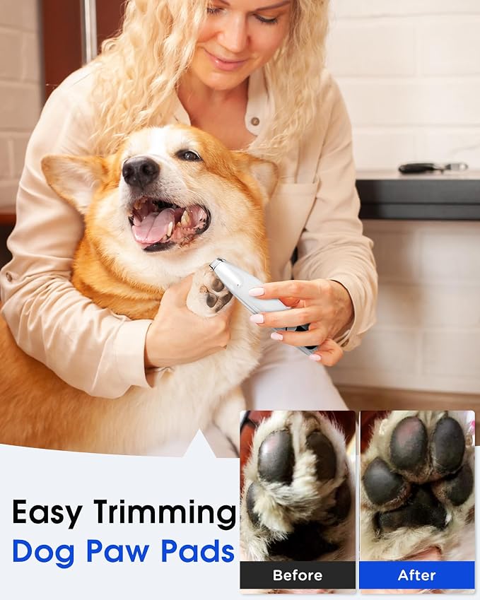 FURBONA Upgraded Dog Paw Trimmer with LED Light, Dog Grooming Kit with LED Display, Low Noise, Rechargeable, Cordless Electric Grooming Clippers for Dogs Cats Pets with All Variety of Coats