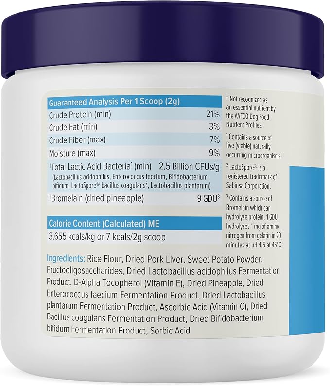 Vetnique Glandex Dog Probiotic Powder, Daily Probiotics for Dogs 5 Strains, Prebiotics & Digestive Enzymes for Gut & Immune Health, Vet Formulated for Occasional Diarrhea (4.25oz Powder, Pork Powder)