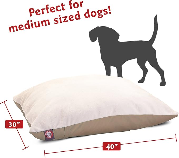 Majestic Pet Rectangle Medium Dog Bed Washable – Removable Slipcover Pet Bed – Dog Crate Bed Super Value Pillow Dog Bed – Dog Kennel Bed for Sleeping - Dog Bed Medium Breed 30 x 40 Inch – Khaki