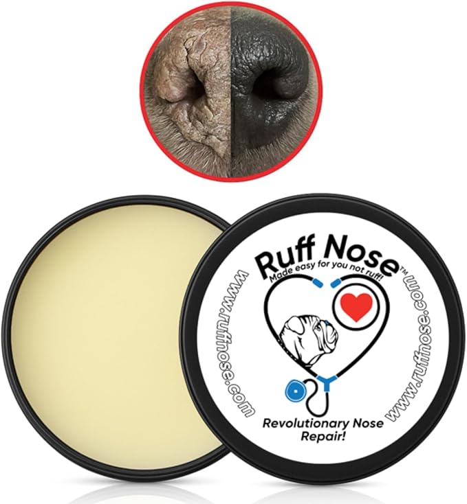 Natural Dog Nose & Paw Balm - RuffNose Gentle Moisturizer for Dry, Cracked Paws and Noses - Helps Keep Skin Soft and Conditioned - Made with Natural Ingredients (1 oz)