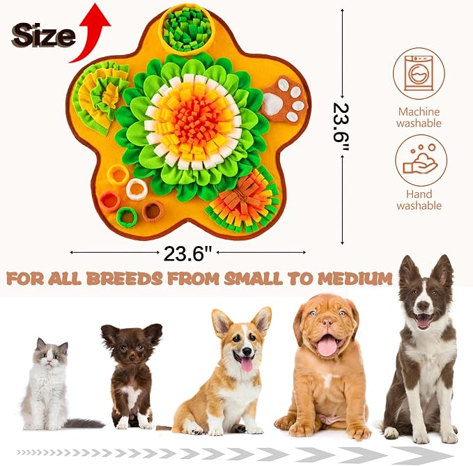 Snuffle Mat for Dogs, Pet Snuffle Mat for Small and Medium Dogs, Interactive Sniff Mat Feeding Mat for Puppies, Slow Feeder Dog Treat Mat for Training and Stress Relief (Bone Shape) (Green, One Size)