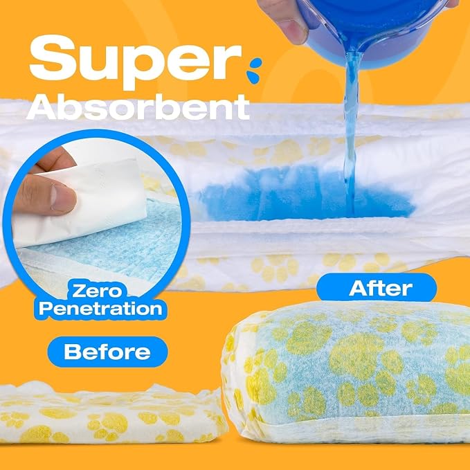 Pet Soft Disposable Dog Diapers Female, Pull Up Doggie Diapers for Female Dogs, 360°Stretchy Waist Puppy Diapers, Super Absorbent Doggy Diaper Leak Proof Design for Dogs in Heat (XSmall, Count, 20.0)