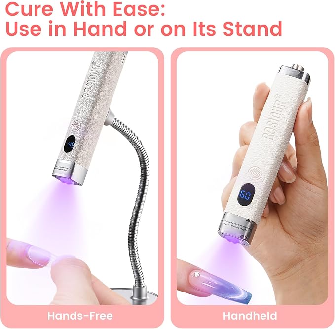 Handheld Mini UV Light for Nails: Flash Cure UV Led Nail Lamp with Stand Cat Eye Magnet- Hand Held Fast Dry Single UV Lamp Pen with Auto Sensor for Manicure Home Salon (White)