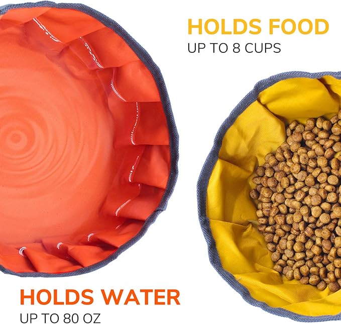LumoLeaf Travel Dog Bowls and Water Bottle Pack, 2 Collapsible Dog Bowl 10 Cups and 8 Cups for Food or Water, 1 Portable Dog Water Bottle Dispenser