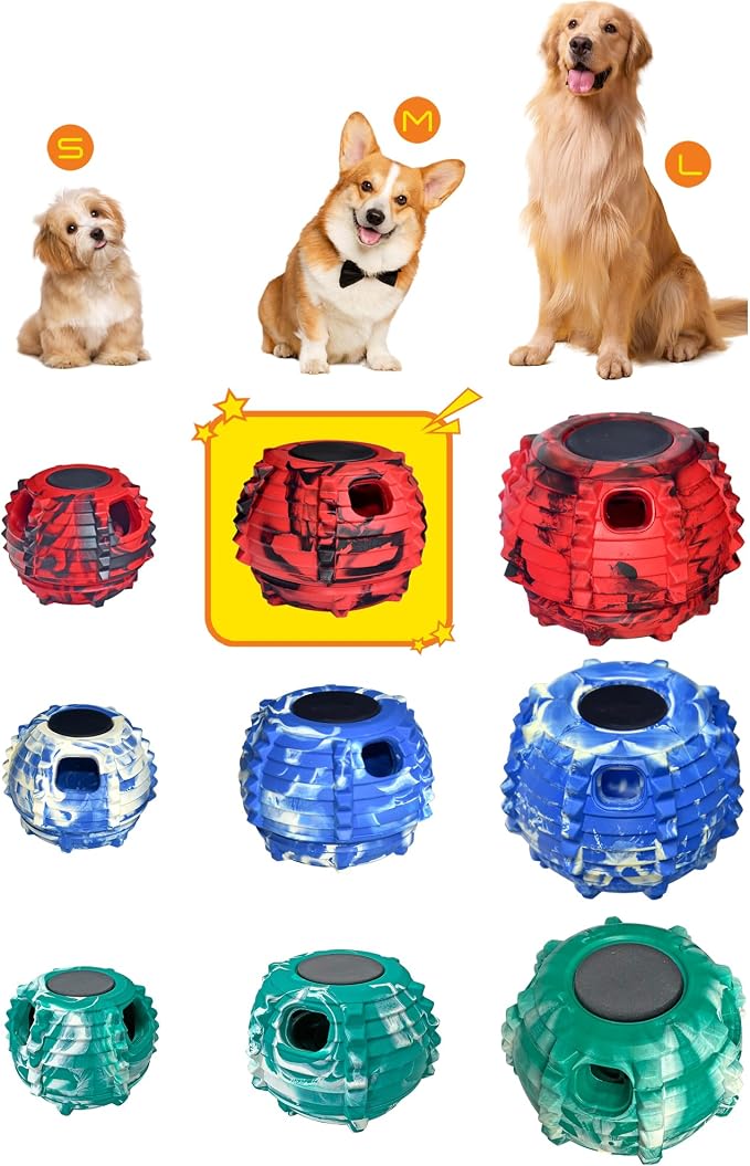 XHX Long-Lasting Interactive Dog Toy Safe for Medium and Large Dogs 25-75 lbs(Red and Black, Medium)