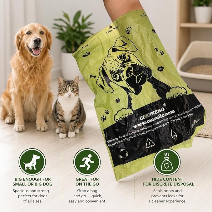 Doggy Poop Bags Biodegradable with Dispenser (1440 Bags) Eco-friendly Dog Waste Pickup Bags Landfill-friendly Refill Rolls Cat Waste Bags (Green, 72 Rolls, Unscented)