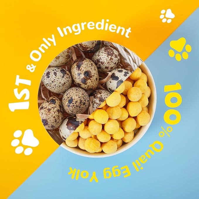 PAWUP Freeze Dried Quail Egg Yolk Pet Treats, Freeze Dried Chicken Heart Pet Treats, Freeze-Dried Pet Food for Dogs, Cats, Pure Fresh Ingredient