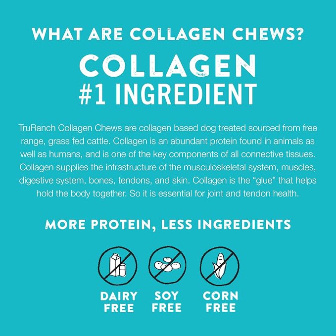 TRURANCH 4-5" Collagen Bones, Bully - Collagen Dog Bones - Long Lasting Healthy Joint Support - Rawhide Alternative - Skin & Coat Health, Value Pack, 15 Bags, 60 Count