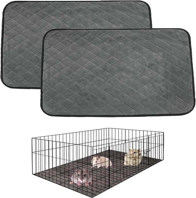 2 Packs Fleece Guinea Pig Cage Liner Washable, Waterproof & Anti Slip Guinea Pig Fleece Cage Liners Super Absorbent Reusable Guinea Pig Bedding Pee Pads Accessories