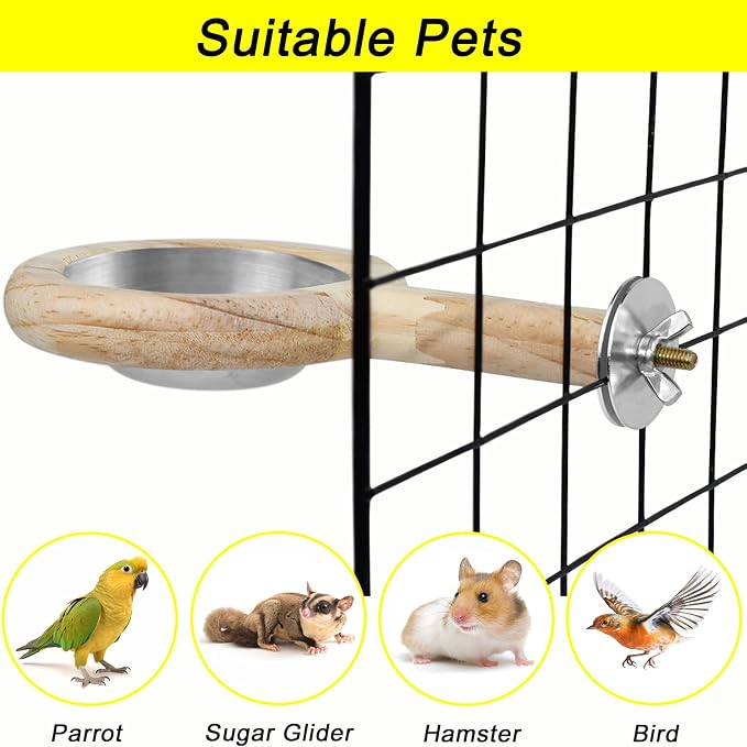 ASOCEA Large Bird Cage Seed Cather and 2 Pack Bird Perch Feeding Cup