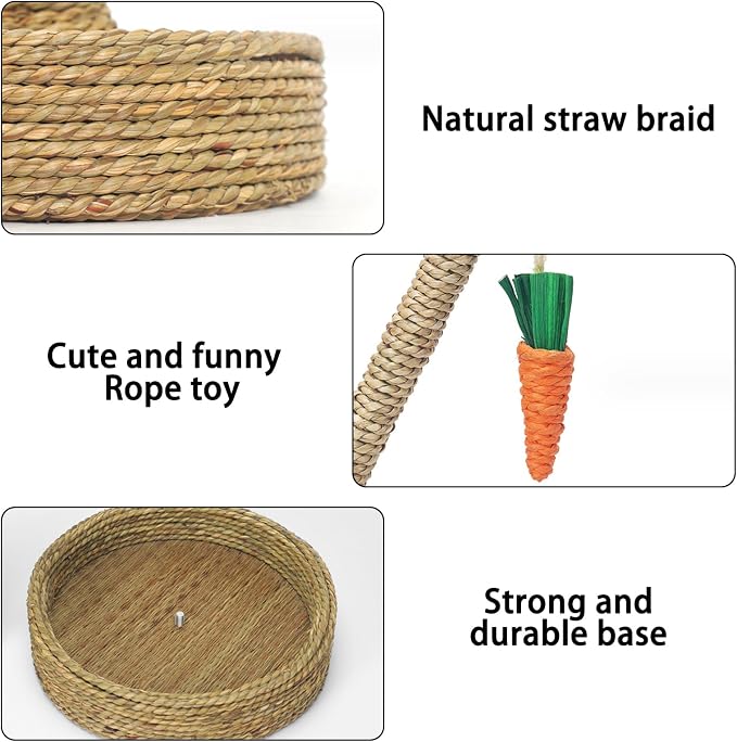 Hamiledyi Bunny Chew Toys Rabbit Rattan Grass Scratcher Climbing Tree Fun Tree Carrot Play Toys 10 Pcs Rabbit Chew Ball Timothy Grass Ball Small Animal Activity Play Chew Toys Teeth Grinding