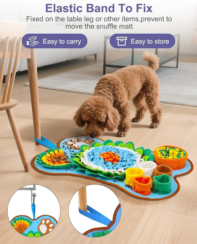 Snuffle Mat for Dogs, Pet Sniffing Pad for Medium & Small Dogs, 25 x 17 in, Slow Feeder Dog Treat Mat for Training & Stress Relief, Improves Sniffing Abilities, Non-Slip Bottom, Easy to Clean