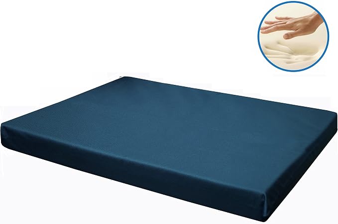 Dogbed4less Memory Foam Platform Dog Bed, Crate Mattress for Orthopedic Joint Relief with Waterproof Removable Cover Small 24X16X3 Pacific Blue