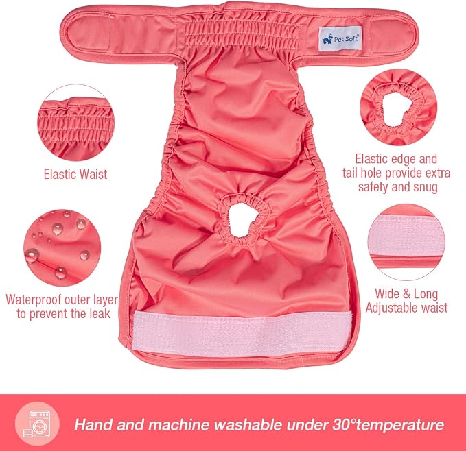 Pet Soft Washable Female Diapers (3 Pack) Female Dog Diapers, Comfort Reusable Doggy Diaper for Girl Dog in Period Heat (Sprightly, XL)