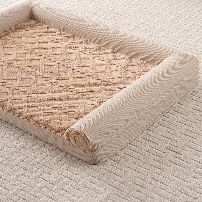 Dog Bed, U-Shaped Couch-Style Pet Bed with Waterproof Cover, Removable Washable Cover, for All Dog and Cat Breeds (Brown, 35" x 25" x 6.5")