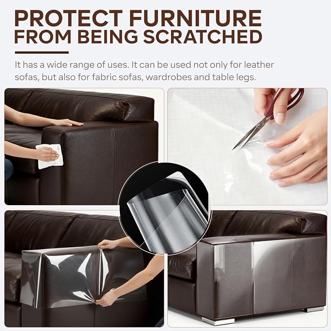 Anti Cat Scratch Furniture Protector for Leather Furniture, Easy-to-Apply & Removable Couch Protector from Cat Claws, Sofa Corner Guard Anti-Scratch Tape for Cats (16 Pack)