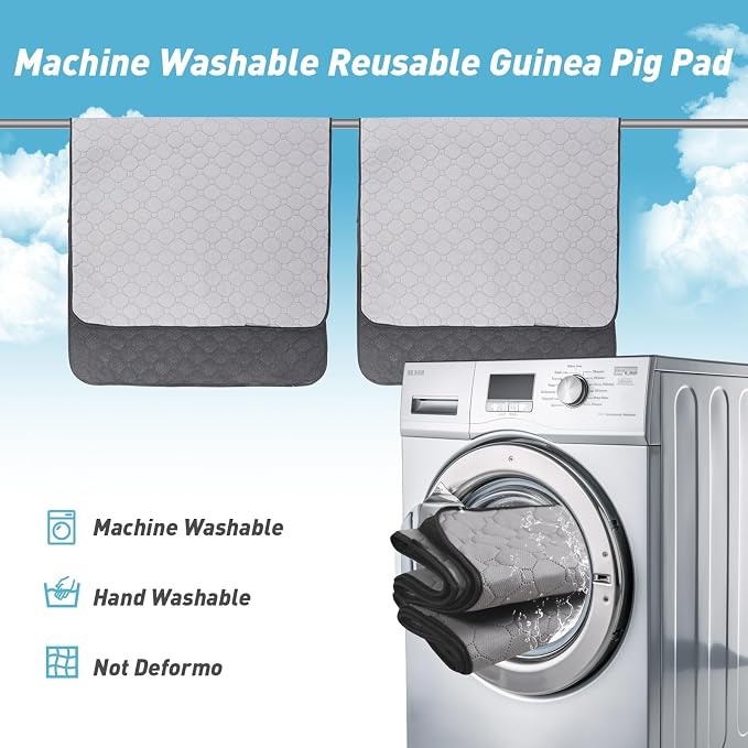 Guinea Pig Cage Liners, 36''X36'' Washable Guinea Pig Pee Pads, Non Slip Reusable Super Absorbent Guinea Pig Training Mat Bedding Fleece for Small Animals Hamster Rabbit Chinchilla Rat, 2Pack