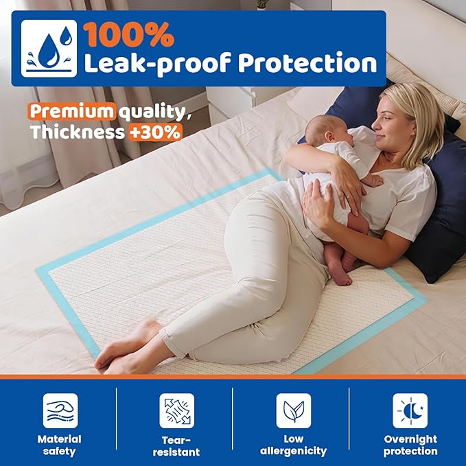 200 Count Disposable Beds Pads 23"x36",Premium Adults Incontinence Chucks Underpads,Super Absorbent Waterproof Pee Pads,Extra Large Puppy Training Pad,Baby Changing Pad