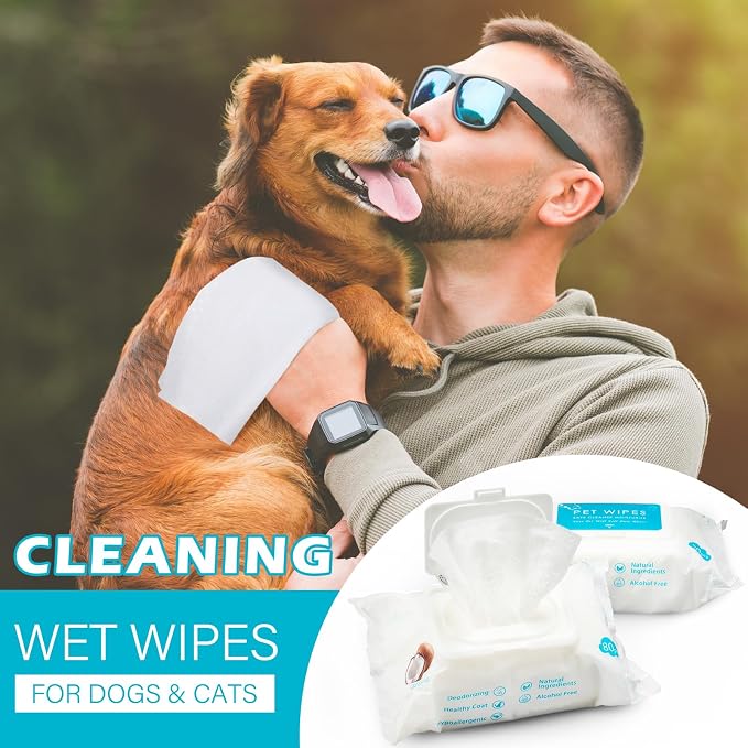 Treela 10 Packs of 800 Dog Wipes Pet Wipes Cat Grooming Supplies for Paws, Butt, Ear, Skin, Body Bath Cleaning Stain Odor Remover, Home or Travel Use(Coconut)